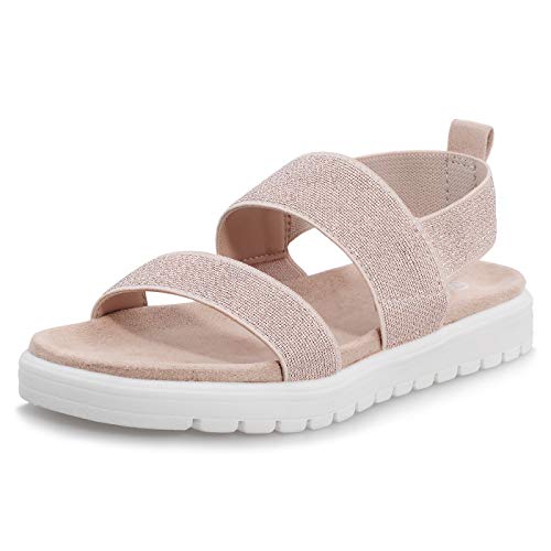 Image of shoeslocker Girls Sandals Summer Shoes Open Toe Elastic Back Strap Sandals Flat for Little Kids Big Kids