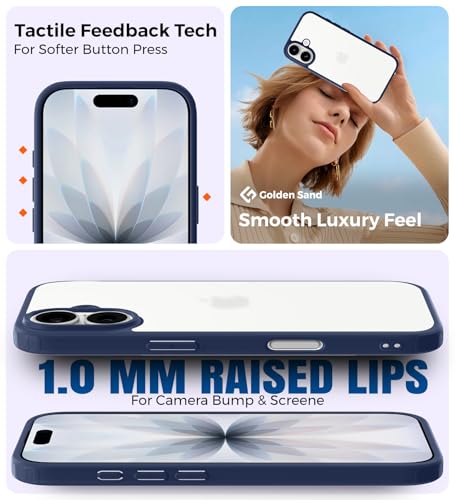 Image of Golden Sand Rugged Frosted Back Cover Case for iPhone 17 5G - Semi Transparent,Shockproof, Slim Profile, Matte Grip (Deep Blue, TPU+PC)