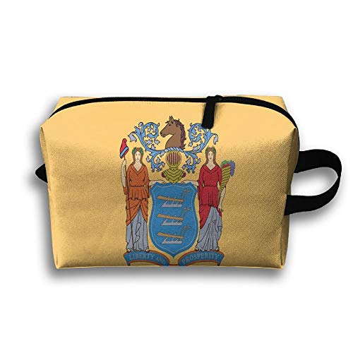 Preisvergleich Produktbild Flagge von New Jersey Tragbare Kulturbeutel Kosmetiktasche Wasserdichte Reißverschluss Aufbewahrungstasche