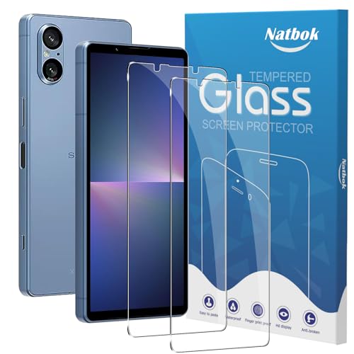 Natbok 2 Pack Tempered Glass for Sony Xperia 5 V Screen Protector,9H Hardness,Ultra Resistant,Anti-Fingerprints,No Bubbles,HD-Clear,Full Coverage Phone Film for Sony Xperia 5 V [Easy Install]