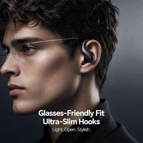 Xmenha Semi Open Over Ear Earbuds Wireless Bluetooth Semi Open Ear Headphones Air Conduction Earbuds with Over-Ear Hooks Open Ear Buds Out of Ear Headphones — view 2