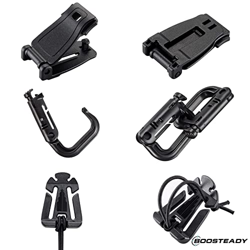 BOOSTEADY Kit of 30 Attachments for Molle Bag Tactical Backpack Vest Belt,D-Ring Grimloc Locking Gear Clip, Web Dominator Elastic Strings, Strap Management Tool Buckle