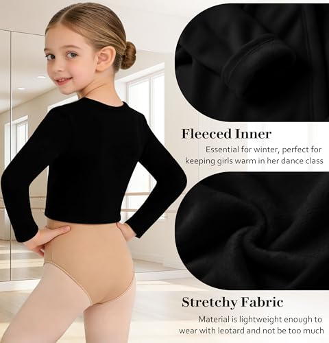 Image of DANSHOW Girls Ballet Wrap Top Long Sleeve Dance Sweater Toddler | Warm Ballet Cardigan for Girls, V-neck Pullover Shrug, Comfortable and Soft Inside, Basic Dance Cover Up