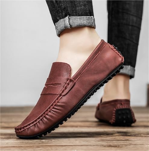 Loafers for Men Square Toe Leather Driving Loafers Flat Heel Resistant Anti-Slip Outdoor Slip On3