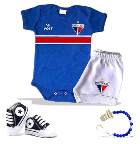 Conjunto 4 Itens Uniforme de Beb&ecirc; Time do Fortaleza 100% Algod&atilde;o Ultramacio Festa Mesvers&aacute;rio...