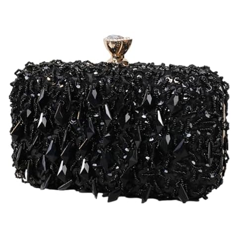 RomanticDesign Women Bling Evening Bag Fashion Embroidered Beaded Sequin Clutch Cocktail Wedding Party Purse, Black Cover