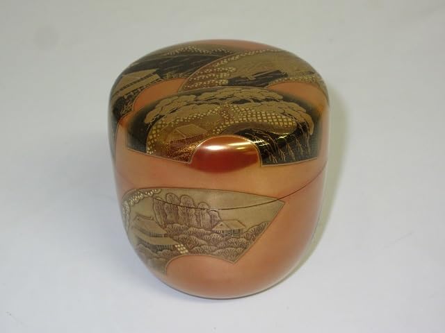 Amazon.co.jp: rr1799 品 大井好雲斎 朱金大棗 共箱入り 好雲斎造 扇面