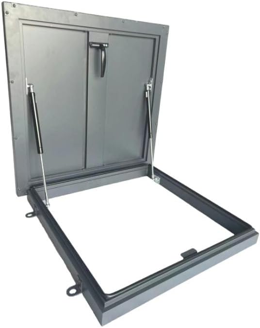 Galvanized Steel Roof Hatch Door - 31.4"x31.4" Loft Access, Gas Springs, Secure Latch Lock, Manhole Cover, Durable Design for Safe Egress & Easy Ceiling Access, 1000mm x 1000mm