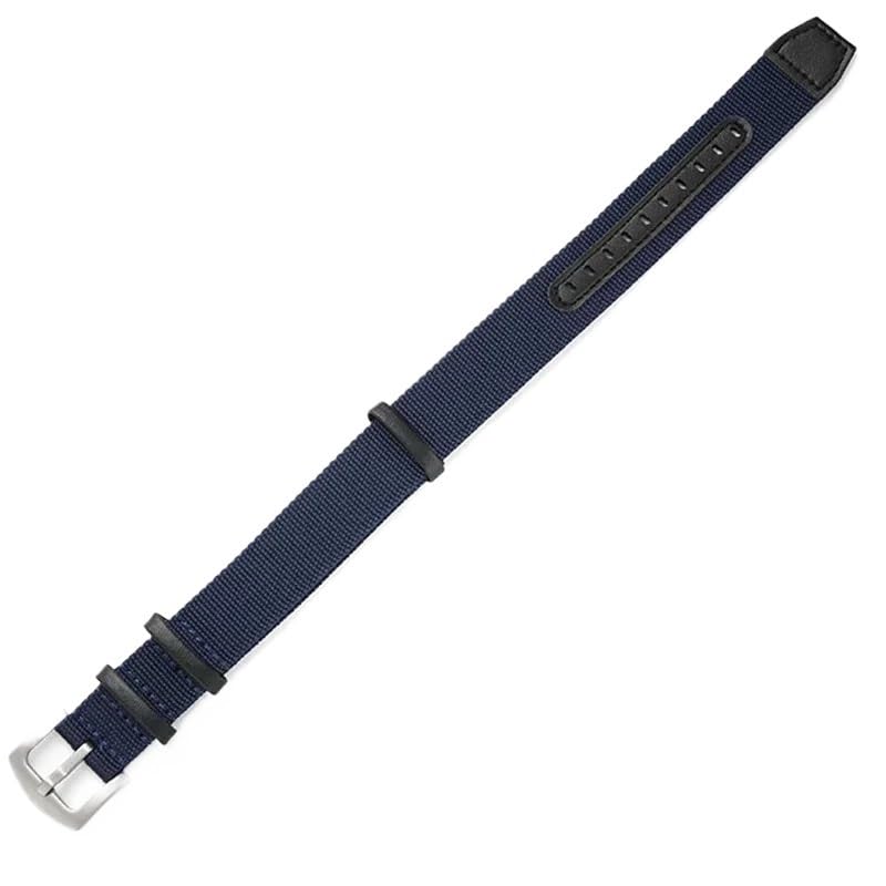 Bracelet de montre 22mm cuir nylon bleu boucle argent