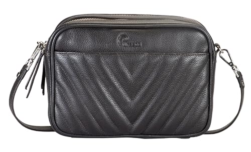 Genuine Leather Crossbody Bags for Women w/2 Zipper Compartments to Keep Essentials Organized M