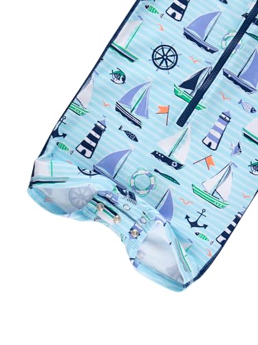 Image of RUGGEDBUTTS Baby /Toddler Boy Swimsuit, One Piece Zipper Rash Guard Sunsuit with UPF 50+ Sun Protection