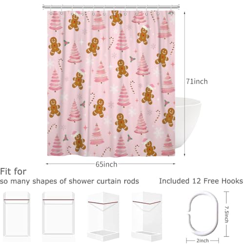 Rideau de douche Noël imperméable et lavable pour salle de bain