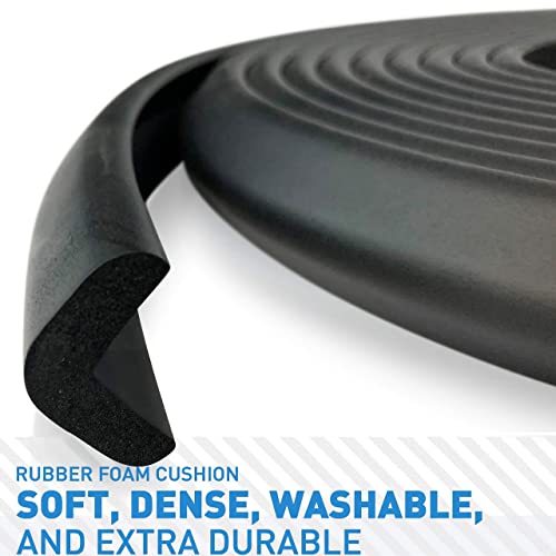 Furniture Edge And Corner Guards | 20.4Ft Protective Foam Cushion | 18Ft Bumper 8 Adhesive Childsafe Corners | Baby Child Proofing Set Nontoxic And Safe For Table, Fireplace, Countertop | Black #TOP3