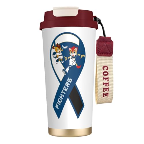 タンブラー 北海道日本ハムファイターズ 野球応援 コーヒーカップ 500ml ストローと蓋付き マグボトル 保冷 保温 ステンレス製 魔法瓶 水筒 直飲み 応援グッズ プレゼント