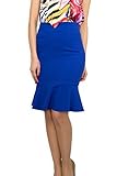 Volantröcke Souvenir-Fashion Damen Freizeit Boutique Knielangen Bleistift Volantröcke Blau Baumwolle 36 38 40 42 44 46 48 50 (42)