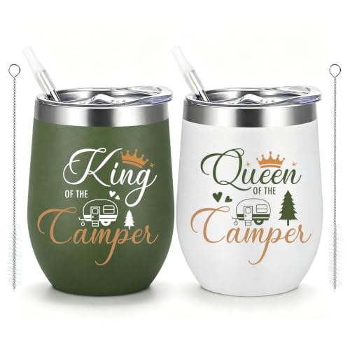 Domemit Camping Geschenke für Paare, 2er Set Edelstahl Thermobecher 350ml
