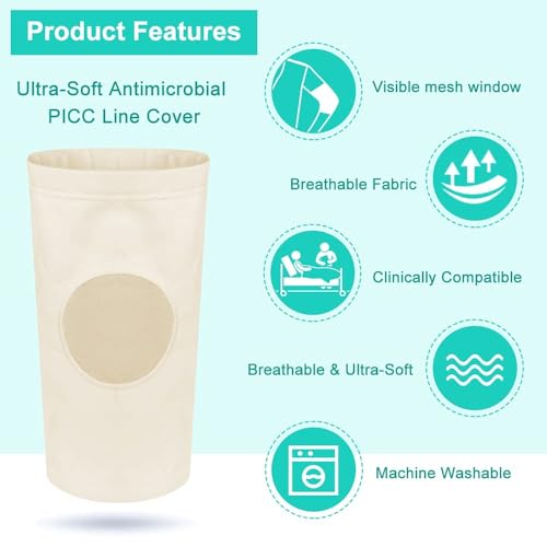 Image of Picc Line Covers for Upper Arm Picc Nursing Sleeve Caps with Medical Mesh Cast Protector Breathable and Comfort, Suitable for Women Men Adult Teens Supplies (S)