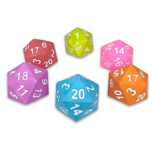 KESS Giant D20 - 5” Foam 20-Sided Dice for Role Playing Games and Collectors, Oversized, 6 Vibrant Colors - colors will vary, Outdoor Toy for Backyard, Pool, Beach, RPG, Ages 6+
