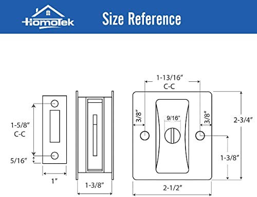 image for HOMOTEK 2 Pack Privacy Pocket Door Lock Hardware with Pull - Replace O