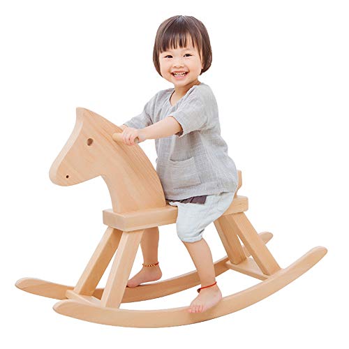 ZhaoXH-Schaukelpferd Schaukelpferd Aus Massivholz für Kinder Baby Rocker Schaukeltier Ride On Toy mit Rückenlehne für 18…
