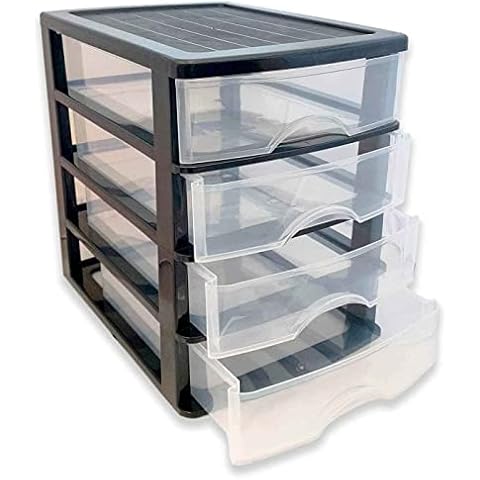 AC Cajonera de Almacenamiento Sobremesa con 4 cajones Negro Cover