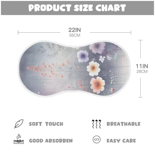 2 Pack Blooming Delicate Flowers Muslin Burp Cloths Cotton Absorbent Baby Burping Rags for Boys Girls Soft Newborn Burp Bibs, 22 x 11 Inch4