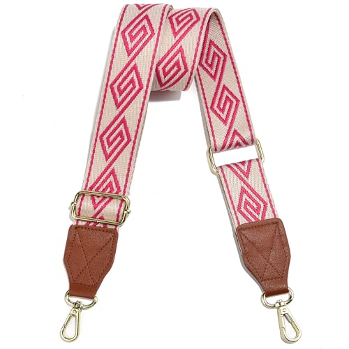 Image of Purse Strap,1.5 inch Leather End Shoulder Strap Adjustable Replacement,Retro Multi-Pattern Crossbody Bag Straps