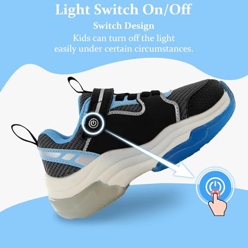 YESKIS Kids Light Up Sneakers for Boys Girls Running Tennis Shoes Lightweight Breathable Led Flashing FutuVibe Sport Athletic, Little Kid and Big Kid3