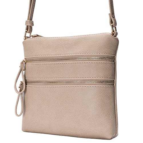 Image of Solene Small Multi Zipper Pocket Crossbody Bag with Adjustable Strap, Lightweight Travel Purse, Daily Small Messenger Pouch