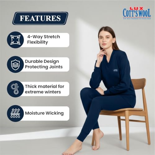 Image of Lux Cottswool Women's Thermal Top and Lower Set