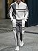 Men's casual half zipper sports suit, fashionable printed bathroom jogging pants two-piece set with pockets (C435,L)