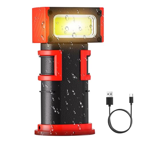Lampe de travail LED rechargeable rotative avec affichage numérique et double crochet