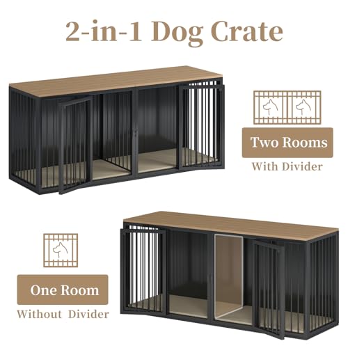 Large-Dog-Crate-Furniture-for-2-Dogs-716-Steel-Frame-Dog-Crate-with-Double-Doors-Heavy-Sturdy-Dog-Kennel-for-Small-Medium-Large-Dog-Indoor-Double-Dog-Cage-Black Large Dog Crate Furniture for 2 Dogs 716 Steel Frame Dog Crate with Double Doors Heavy Sturdy Dog Kennel for Small Medium Large Dog Indoor Double Dog Cage Black