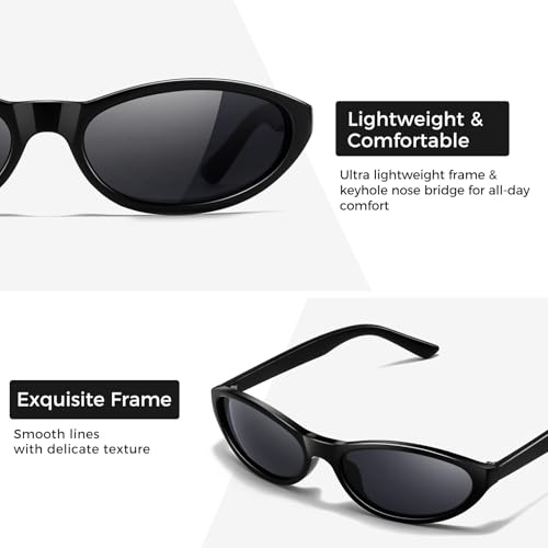 SUNGAIT Retro Oval Sunglasses for Women Lightweight Cat Eye Fashion UV400 Protection3