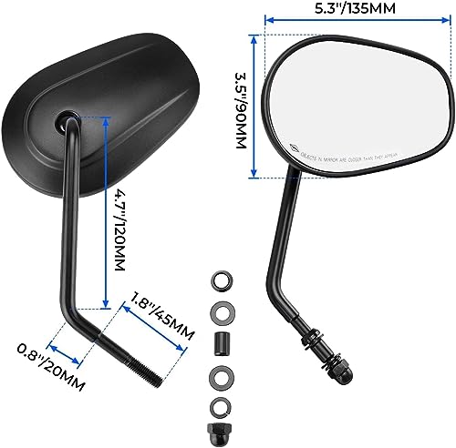 Image of Black 8mm Teardrop Rearview Mirrors for Harley Touring Street glide Road glide Road king Electra glide Tri glide Freewheeler Street XG750 Sportster XL883 1200 Softail Street Bob Low Rider Dyna