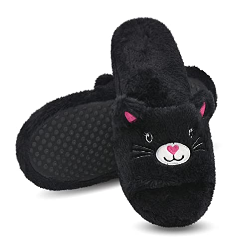 Panda Bros Slides Slippers, Soft Plush Cozy Open Toe Indoor Outdoor Fuzzy Slippers Gifts For Girls Women Girlfriend