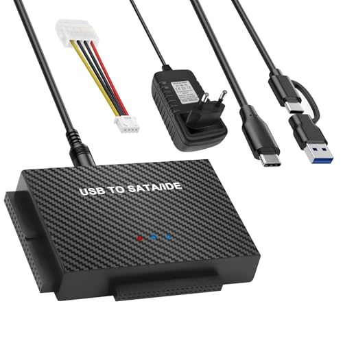 Wvoillty USB 3.1 Sata to USB et Adaptateur, Adaptateur IDE Pour HDD SATA 2,5 et 3,5 et HDD IDE, Compatible avec Windows/Vista/XP/Linusx