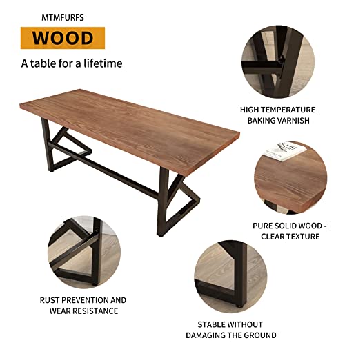 Mtmfurfs Solid Wood Desk Home Desks For Office Table With Extra Thick 1.96" Natural Furniture Simple Study Workstation Brown, 55" W #TOP3