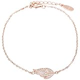 925 Silber Damen Armband Feder Flügel Engel Zirkonia (Roségold)