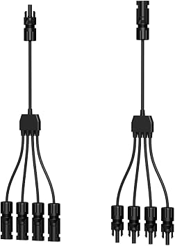 Solar Parallel Charging Cable 1-to-4 Y Branch Parallel Wire Plug Tool Kit for Fours Solar Panels M/FFFF and F/MMMM