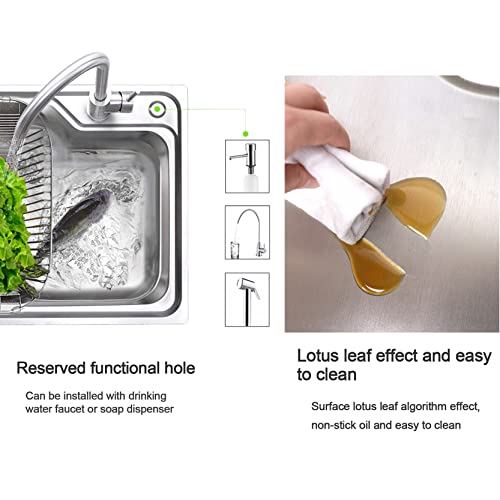 Cuve simple autoportante en acier inoxydable robuste avec robinet d'eau intégré - 4
