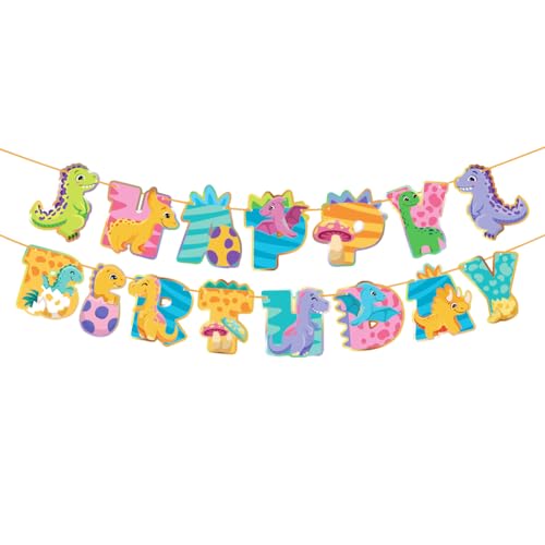 Bannière anniversaire dinosaure et guirlande Happy Birthday pour décoration murale de fête