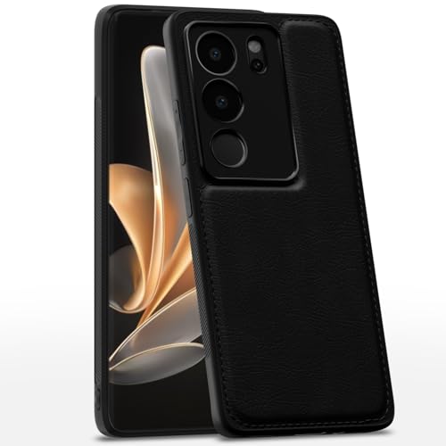 Image of Pikkme Vivo V29 / V29 Pro 5G Back Cover | Flexible Pu Leather | Full Camera Protection | Raised Edges | Super Soft-Touch | Bumper Case for Vivo V29 / V29 Pro 5G (Black)