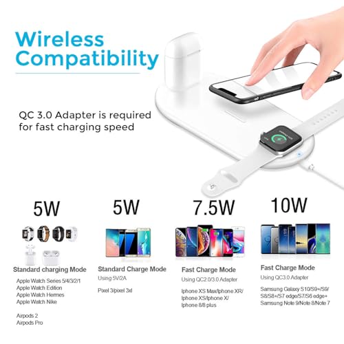 Image of UNIGEN Unidock 310 3in1 Wireless Charger for iPhone 17 /16 /15 /14 /13 /12 /11 Series /SE /XS /XS Max /XR /X /8 /8 Plus, Charging Mat for Apple Watch 10 /9 /SE /8 /7 /6 /5 /4 /3 /2 /Ultra and Pods 1 /2 /3 /Pro