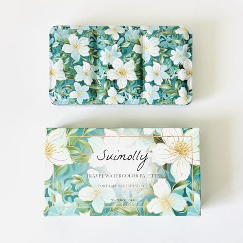 Suimolly Watercolor Palette,Ceramic Palette,Portable Travel Metal Paint Boxwith Porcelain Palette,for Artists Illustrations, Drawin (18Well) by Suimolly - Image 6