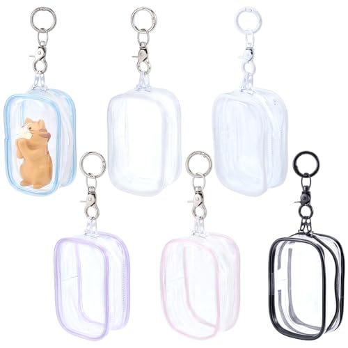 Pochette transparente étanche en PVC avec fermoir métallique pour désinfectant et clés, lot de 6