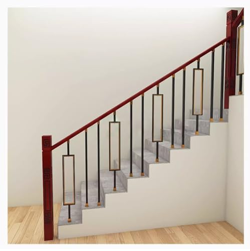 Barandilla de metal para escalera con acabado de lujo negro y dorado de 37,4" 6