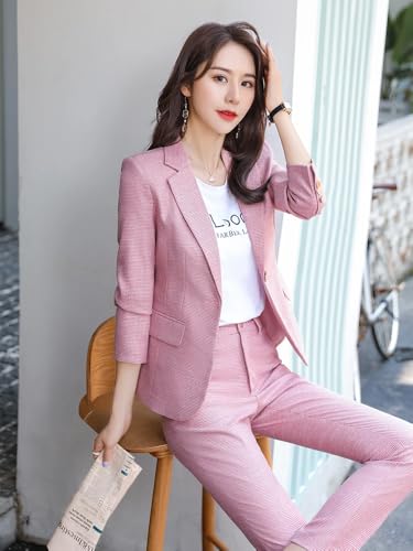 Image of Women's Cotton Blend Casual Printed Full Sleeve Collared Top and Pant Set with Blazer | Western Set for Women