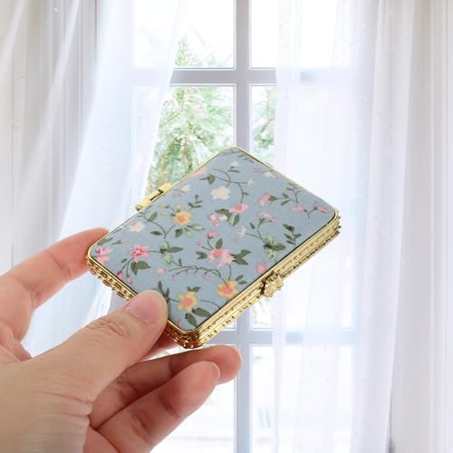 Miroir de maquillage portable compact pliable double face verre - 6