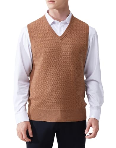 Men's V-Neck Sleeveless Pullover Sweater Casual Argyle Sweater Vest